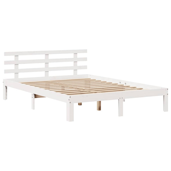 sengeramme med skuffer 150x200 cm massivt fyrretræ hvid