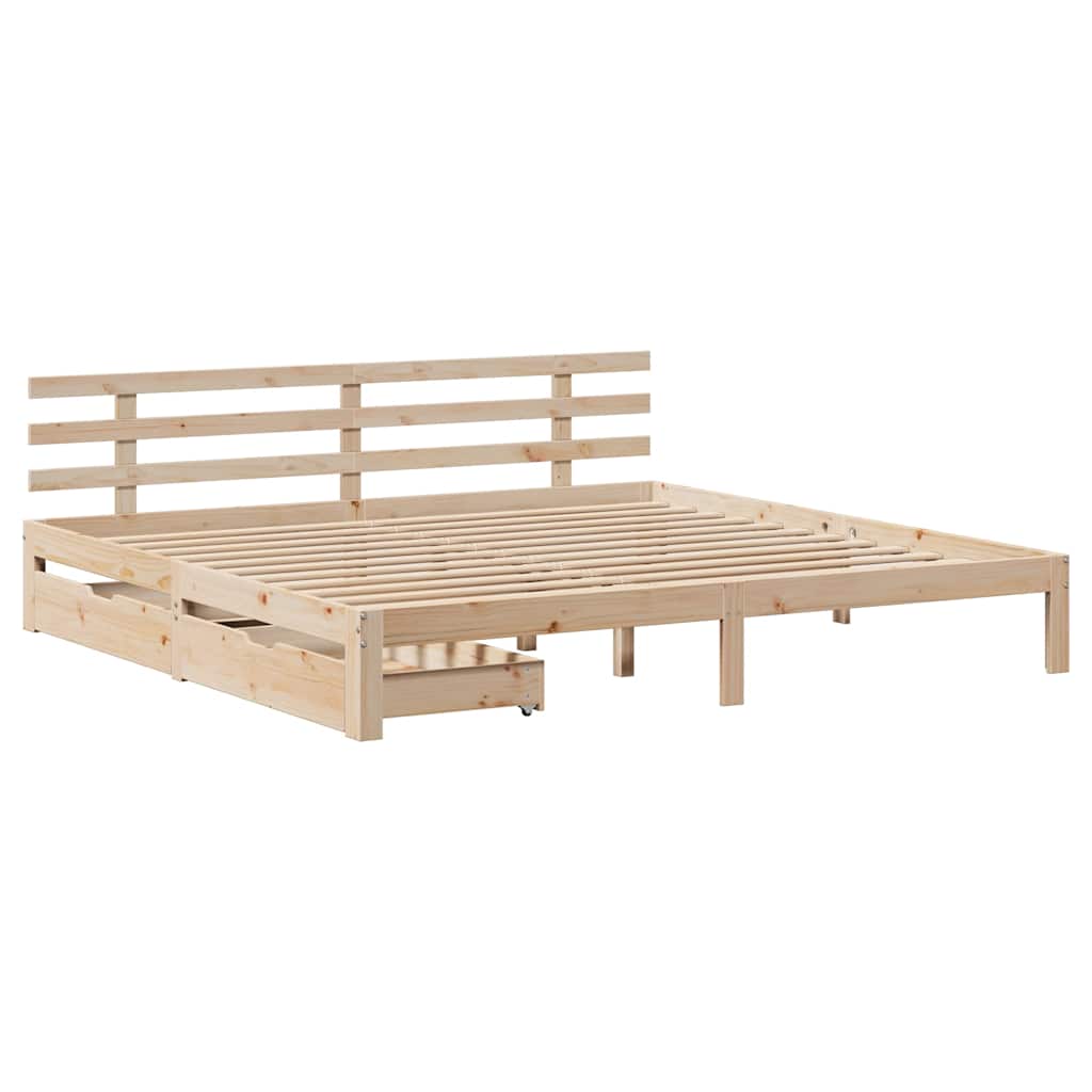 sengeramme med skuffer 180x200 cm massivt fyrretræ
