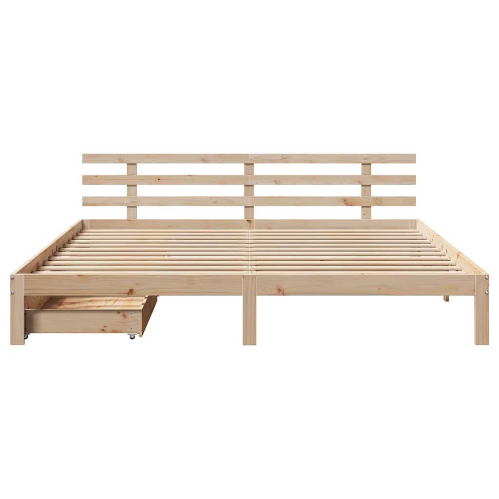 sengeramme med skuffer 180x200 cm massivt fyrretræ