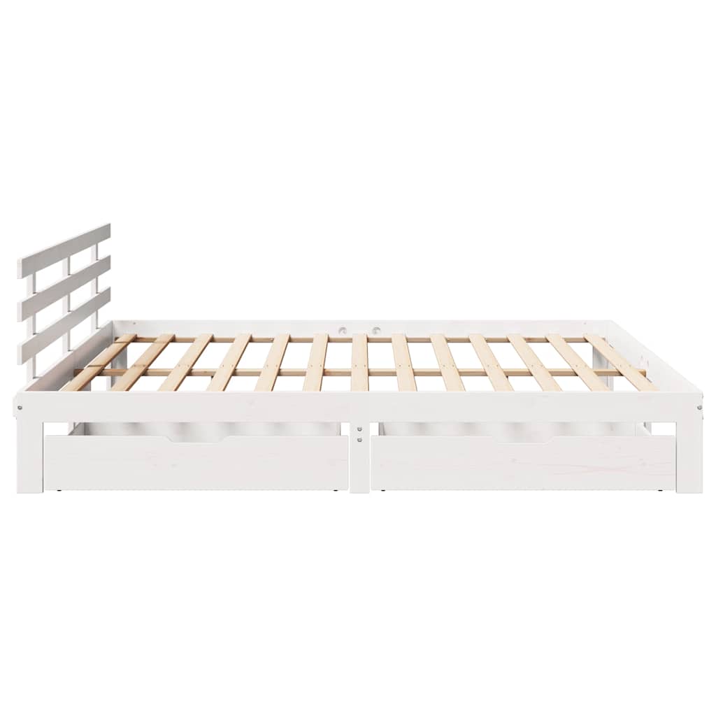 sengeramme med skuffer 180x200 cm massivt fyrretræ hvid
