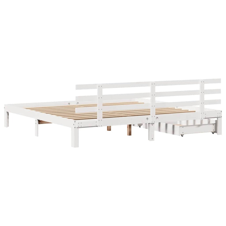 sengeramme med skuffer 180x200 cm massivt fyrretræ hvid