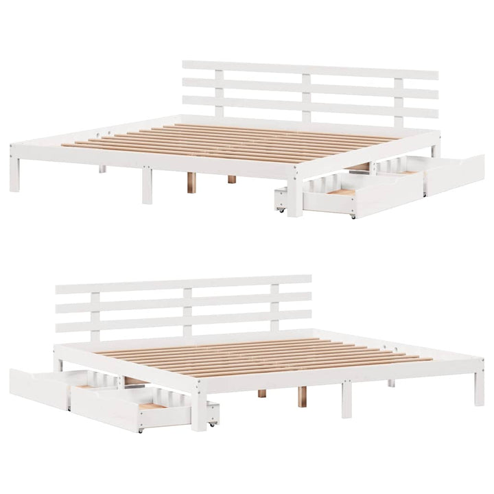 sengeramme med skuffer 180x200 cm massivt fyrretræ hvid
