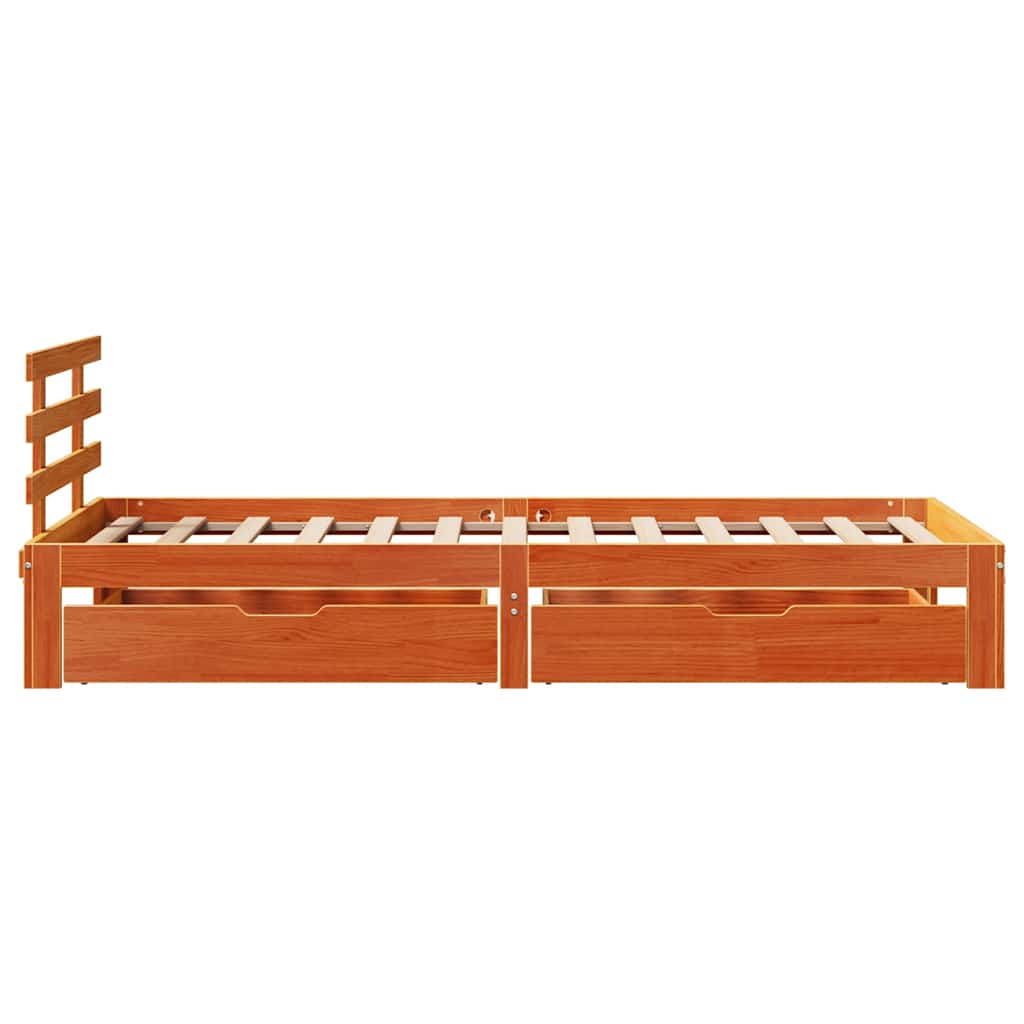 sengeramme med skuffer 100x200 cm massivt fyrretræ gyldenbrun