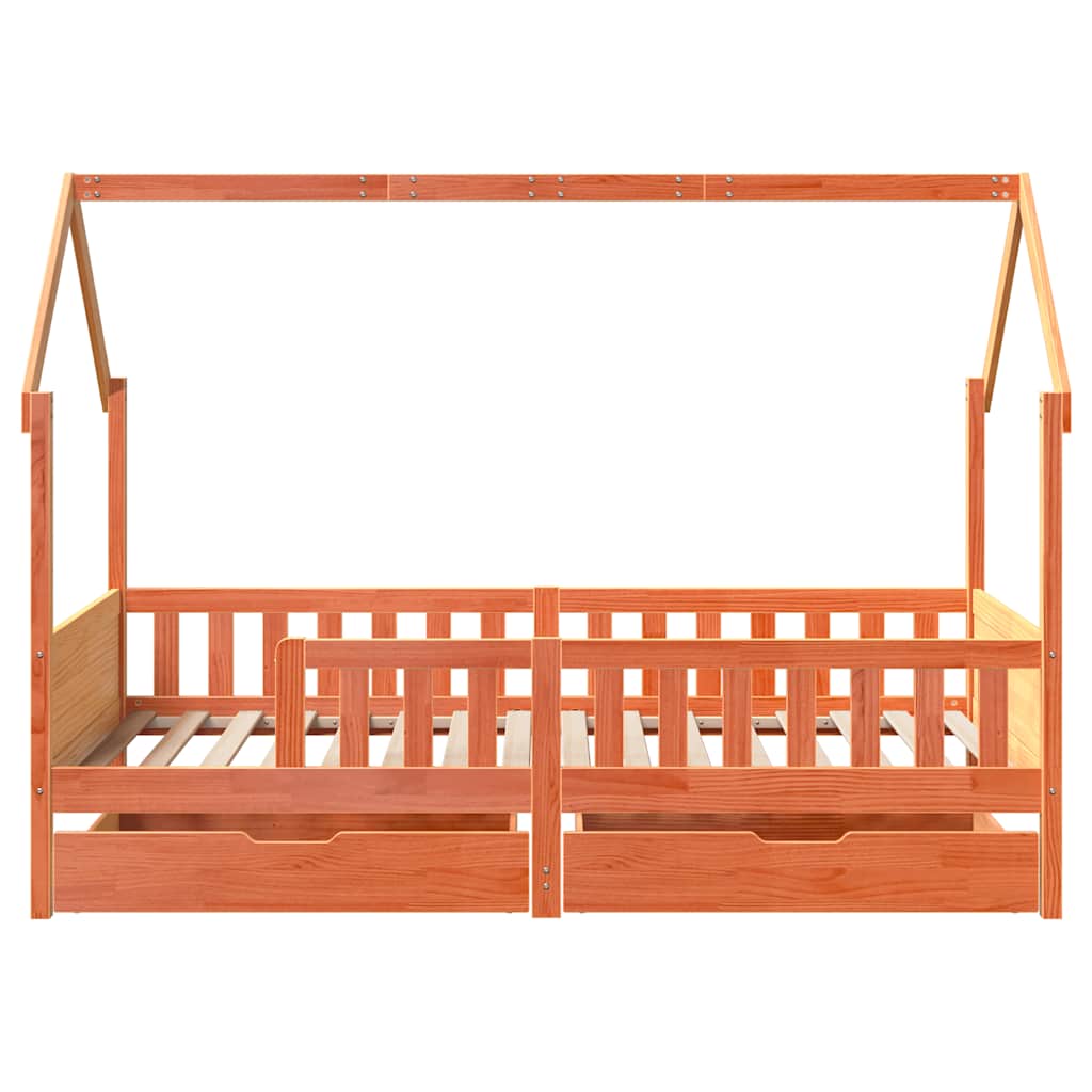 sengeramme til juniorseng m. skuffer 90x190 cm massivt fyr