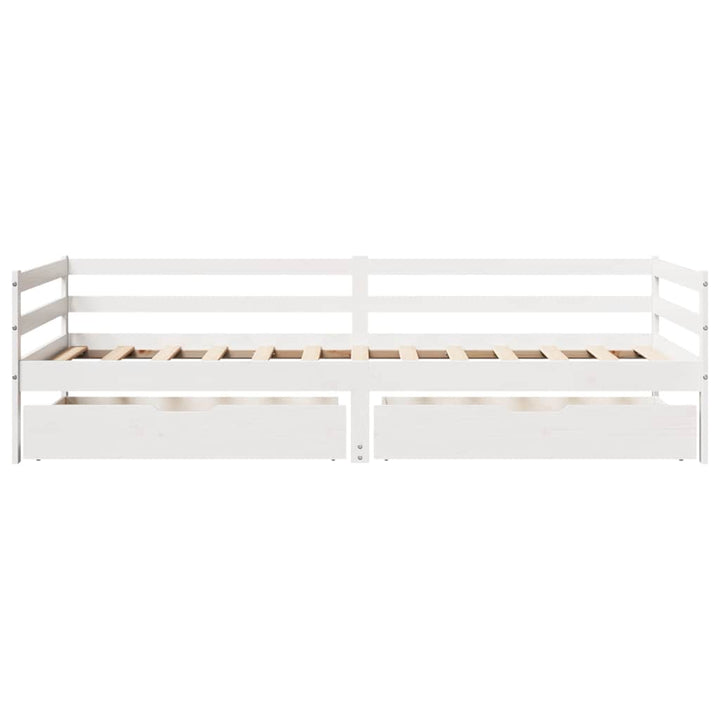daybed med skuffer 90x200 cm massivt fyrretræ hvid
