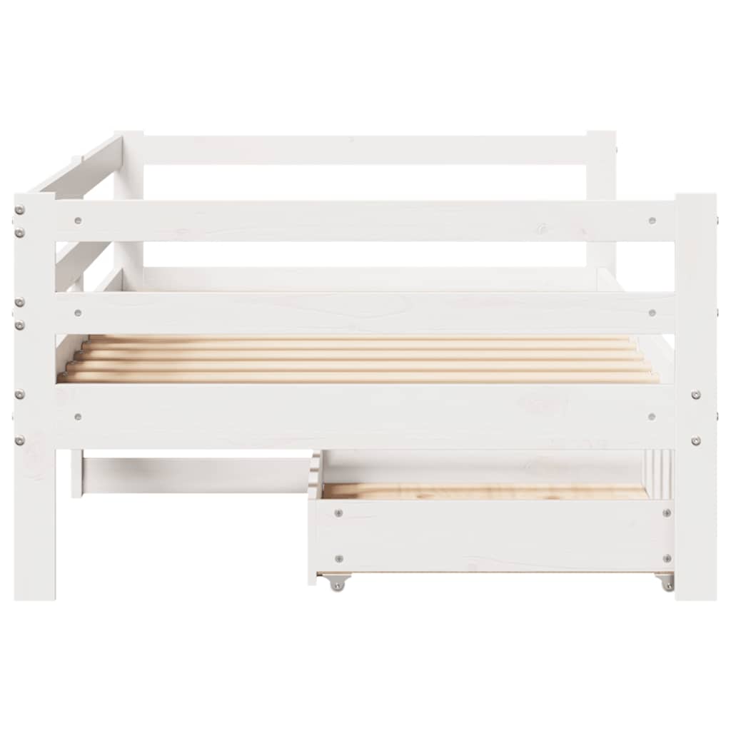 daybed med skuffer 90x200 cm massivt fyrretræ hvid