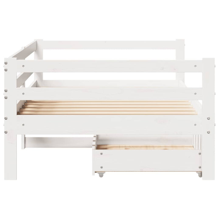 daybed med skuffer 90x200 cm massivt fyrretræ hvid