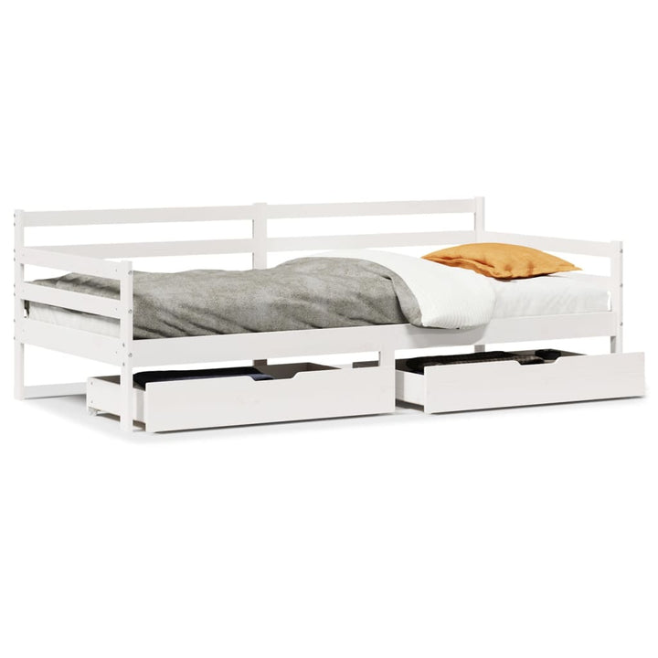 daybed med skuffer 90x200 cm massivt fyrretræ hvid