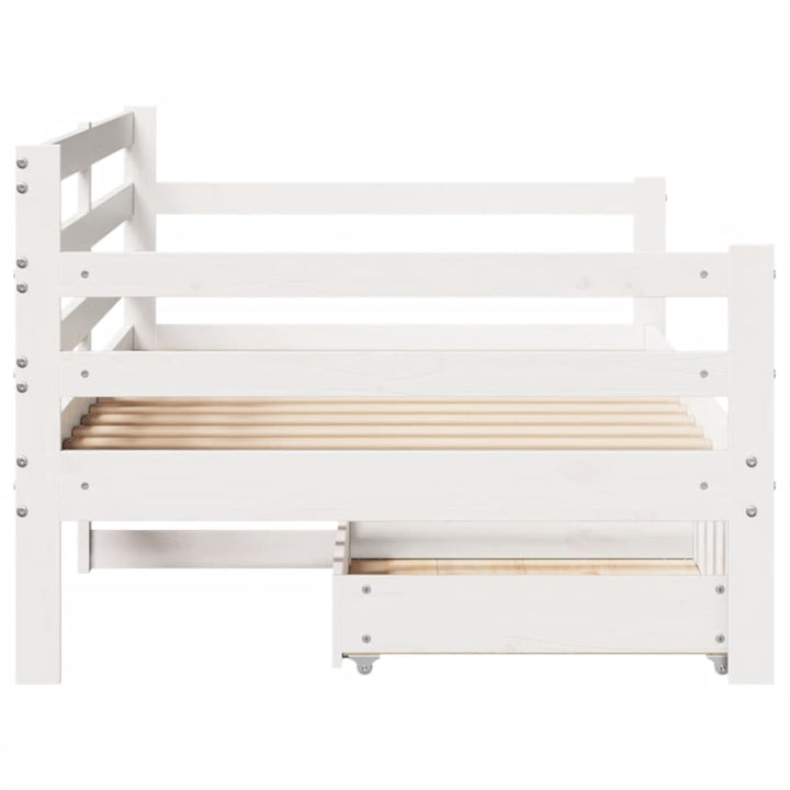daybed med skuffer 90x200 cm massivt fyrretræ hvid