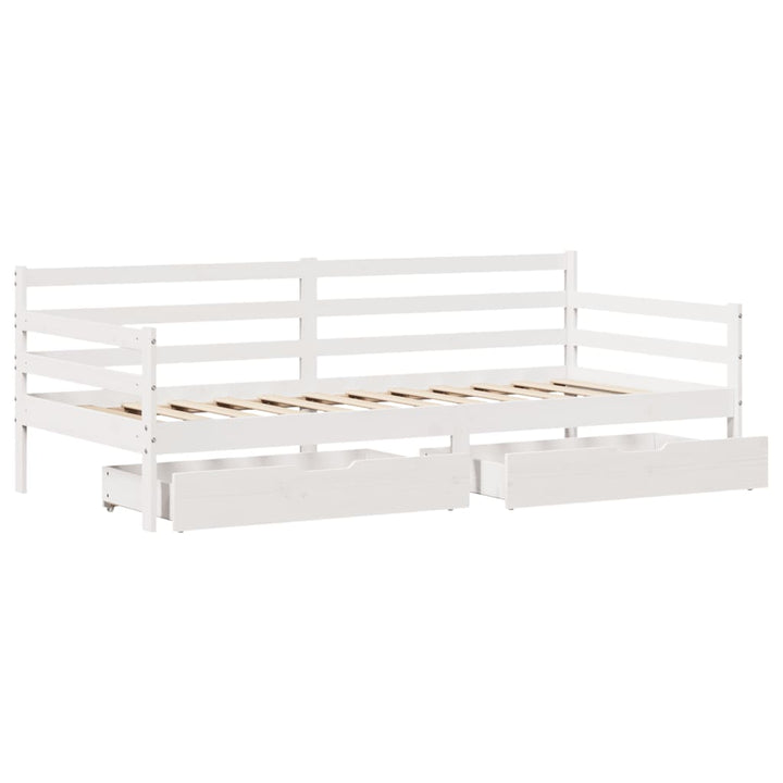 daybed med skuffer 90x200 cm massivt fyrretræ hvid