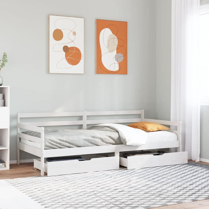 daybed med skuffer 90x200 cm massivt fyrretræ hvid