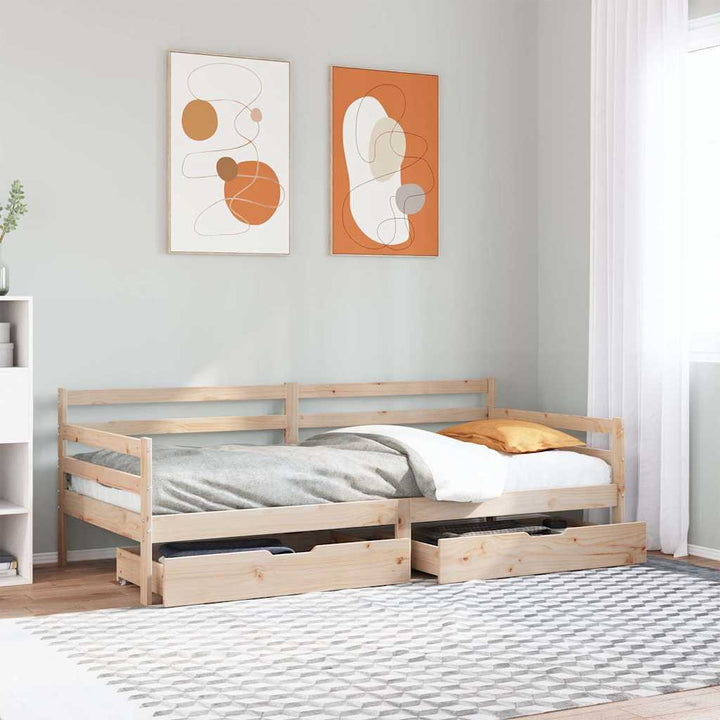 daybed med skuffer 90x190 cm massivt fyrretræ