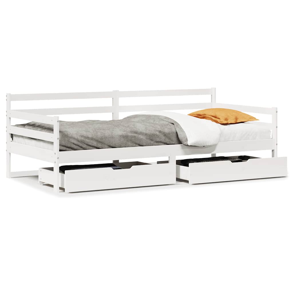 daybed med skuffer 90x190 cm massivt fyrretræ hvid