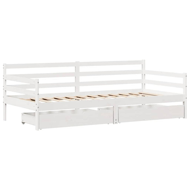 daybed med skuffer 90x190 cm massivt fyrretræ hvid
