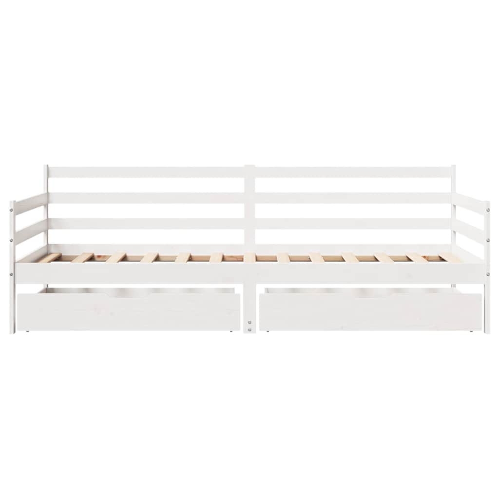 daybed med skuffer 90x190 cm massivt fyrretræ hvid