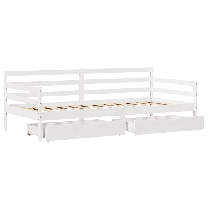 daybed med skuffer 90x190 cm massivt fyrretræ hvid