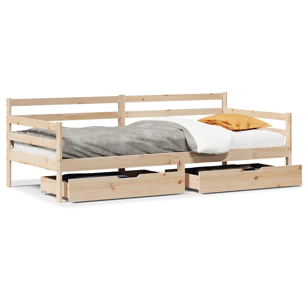 daybed med skuffer 80x200 cm massivt fyrretræ hvid