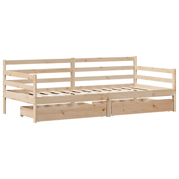 daybed med skuffer 80x200 cm massivt fyrretræ hvid