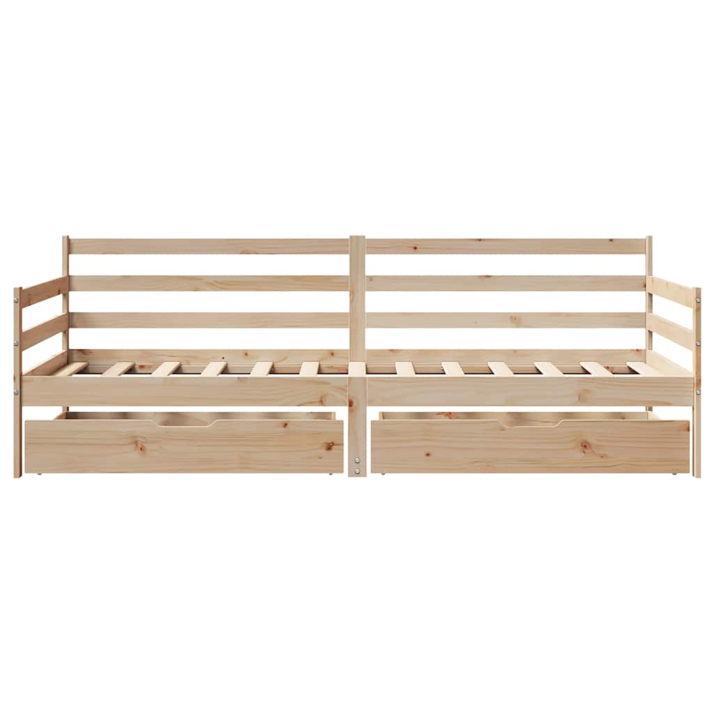 daybed med skuffer 80x200 cm massivt fyrretræ hvid