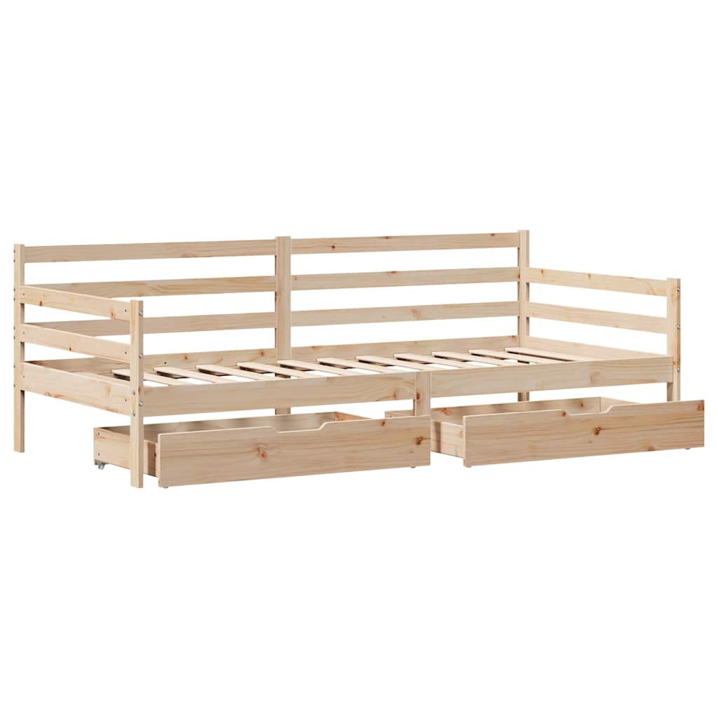 daybed med skuffer 80x200 cm massivt fyrretræ hvid