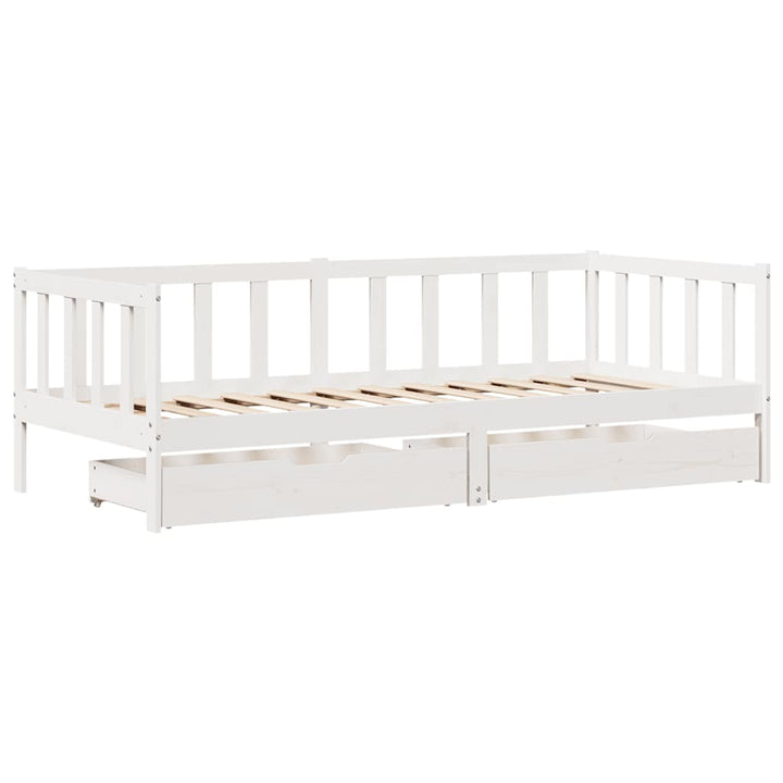 daybed med skuffer 90x200 cm massivt fyrretræ hvid