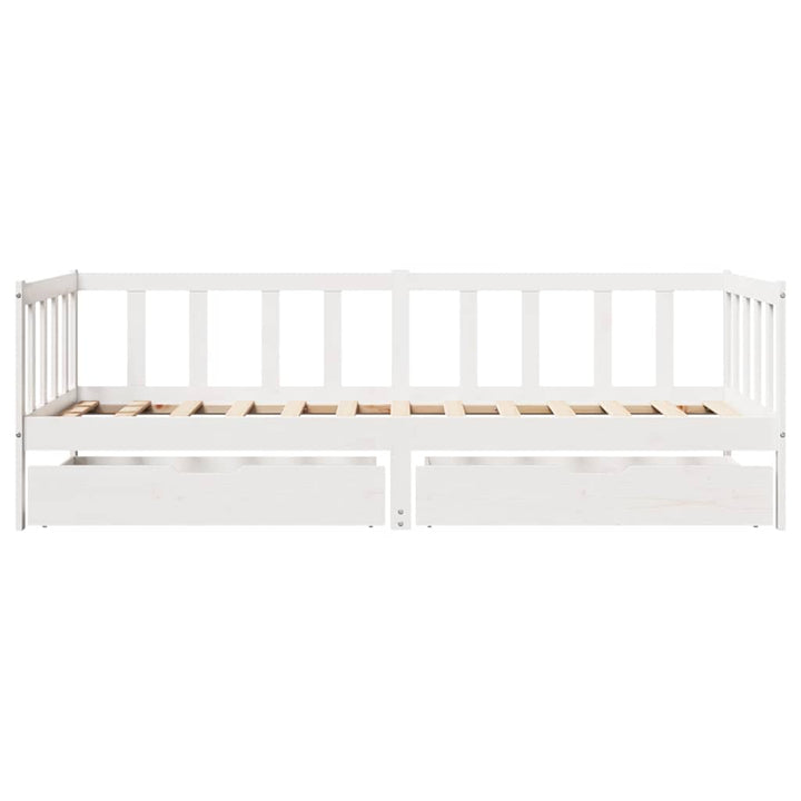 daybed med skuffer 90x200 cm massivt fyrretræ hvid
