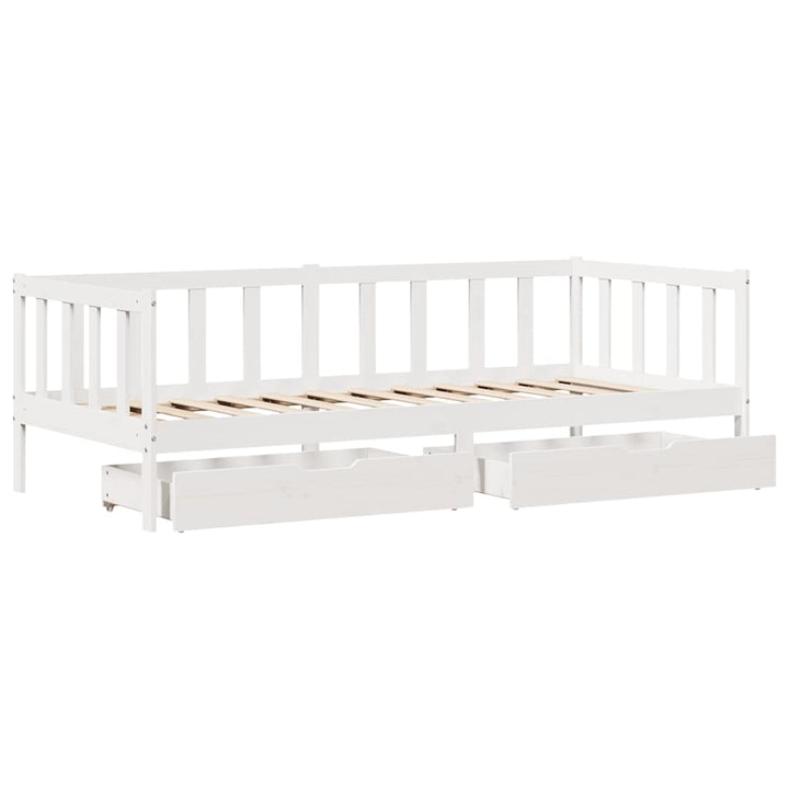 daybed med skuffer 90x200 cm massivt fyrretræ hvid