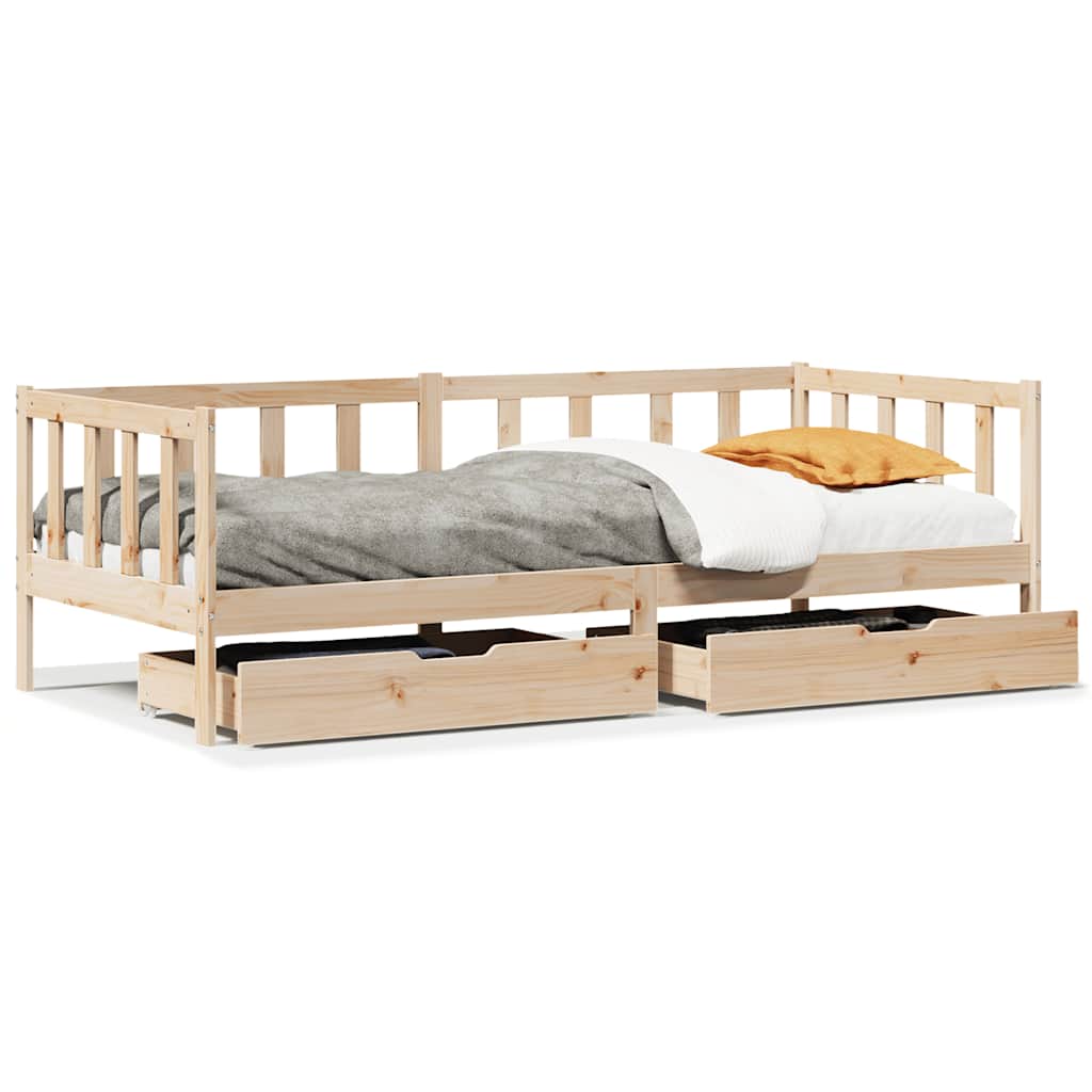 daybed med skuffer 90x190 cm massivt fyrretræ