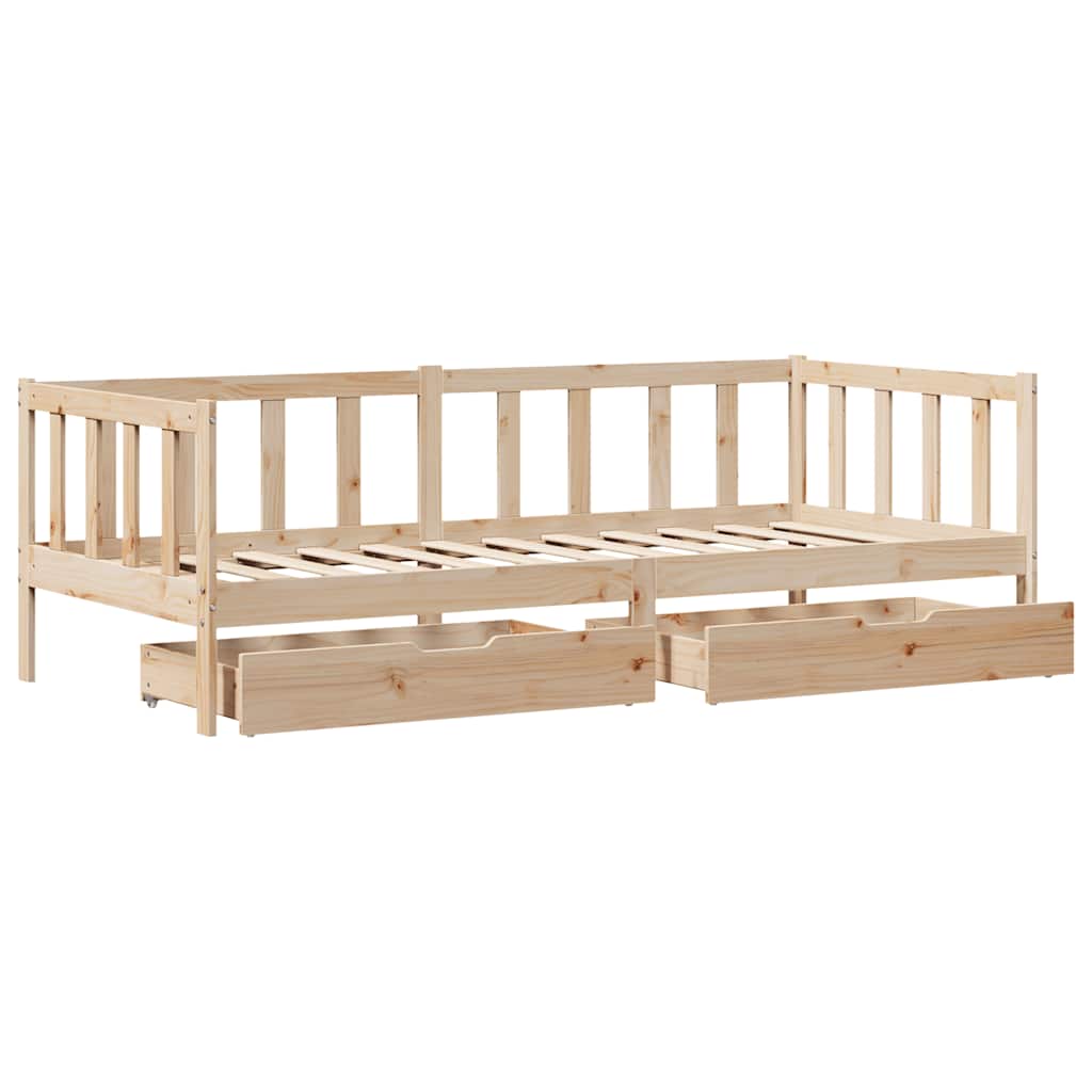 daybed med skuffer 90x190 cm massivt fyrretræ
