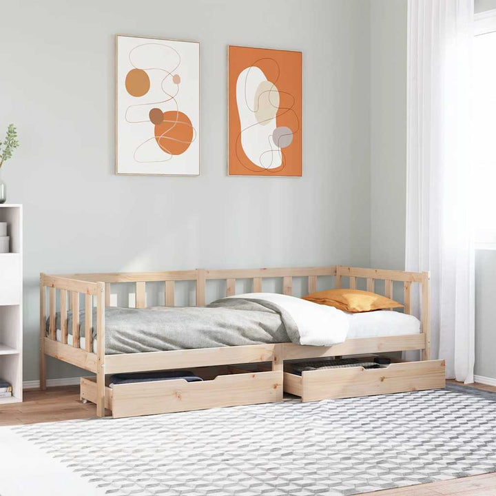 daybed med skuffer 90x190 cm massivt fyrretræ