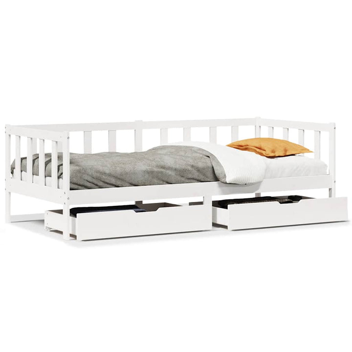daybed med skuffer 90x190 cm massivt fyrretræ hvid