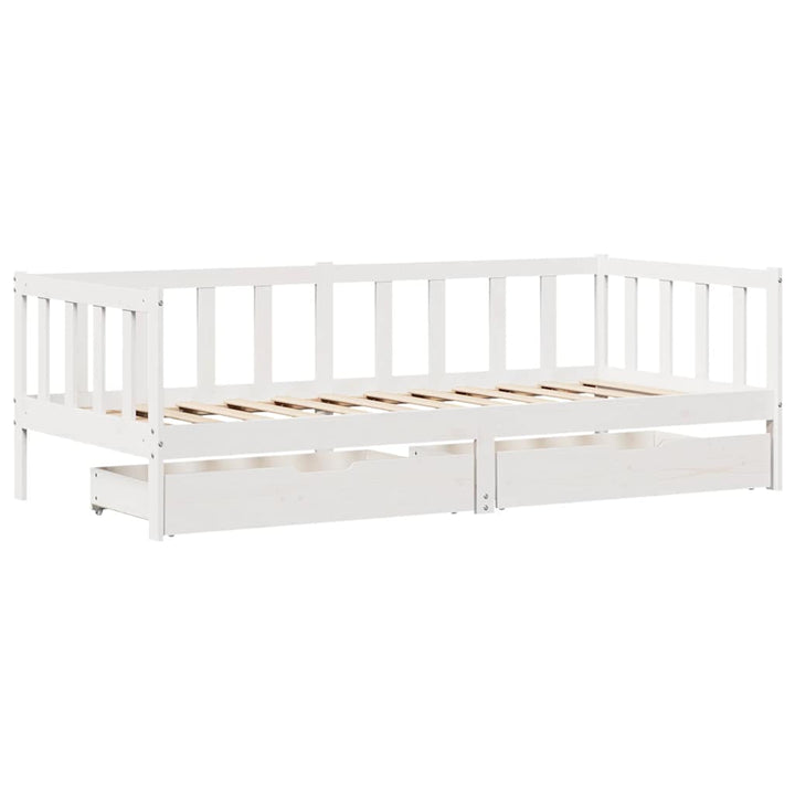 daybed med skuffer 90x190 cm massivt fyrretræ hvid