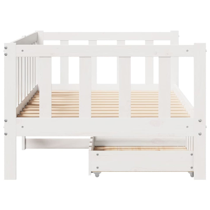 daybed med skuffer 90x190 cm massivt fyrretræ hvid