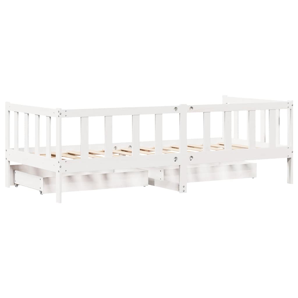 daybed med skuffer 90x190 cm massivt fyrretræ hvid