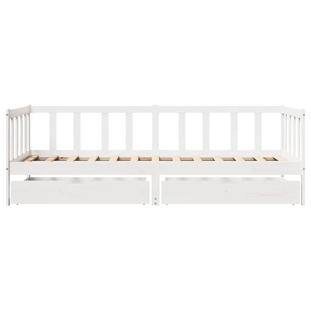 daybed med skuffer 80x200 cm massivt fyrretræ hvid