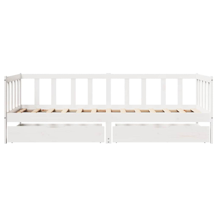 daybed med skuffer 80x200 cm massivt fyrretræ hvid