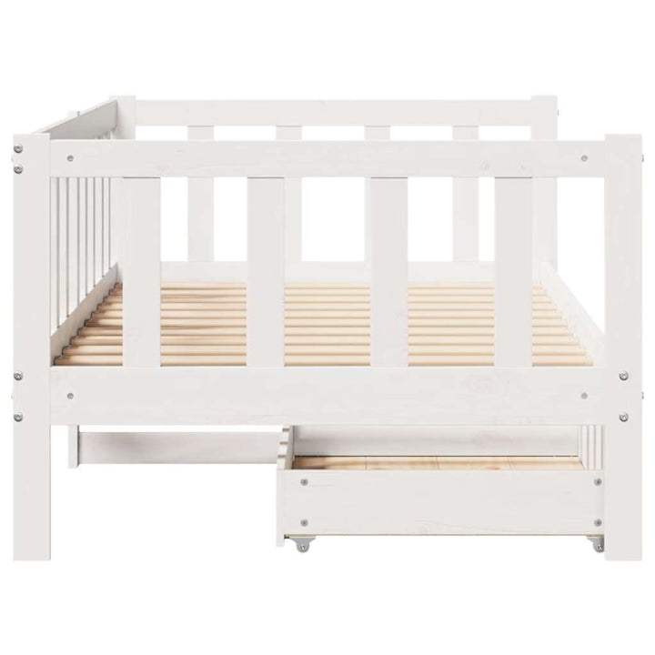 daybed med skuffer 80x200 cm massivt fyrretræ hvid