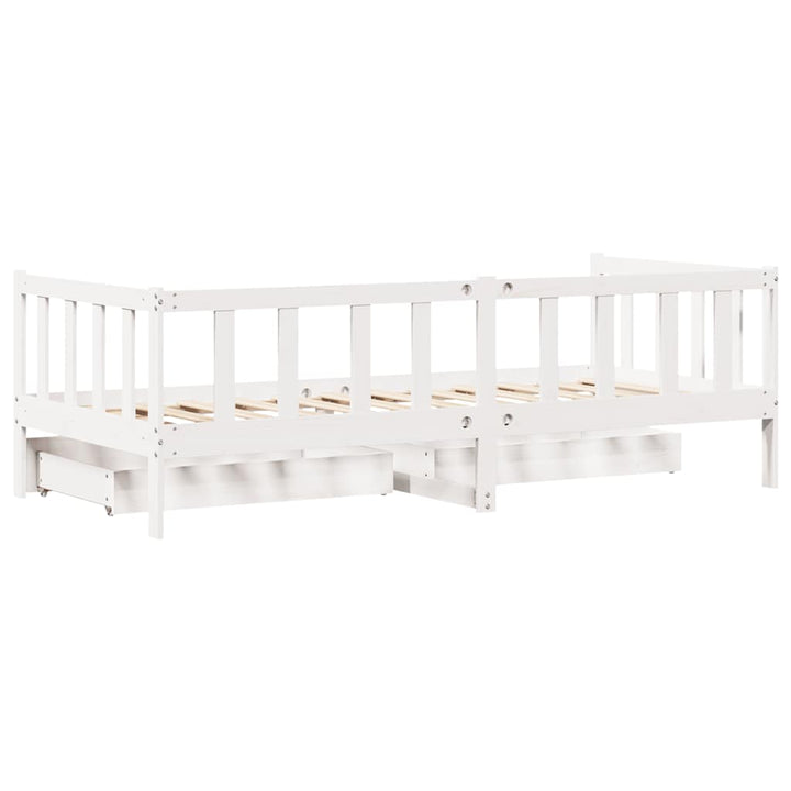 daybed med skuffer 80x200 cm massivt fyrretræ hvid