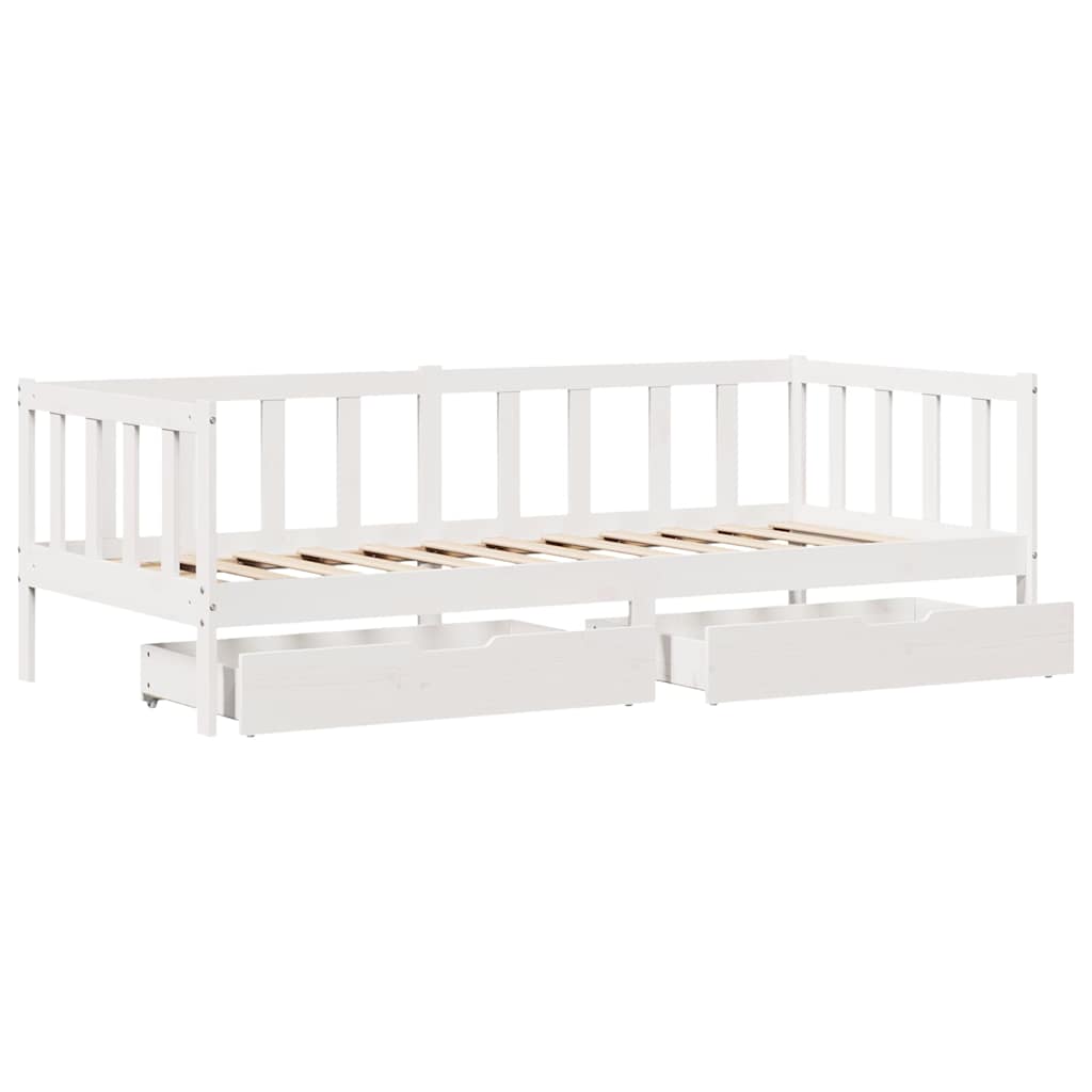 daybed med skuffer 80x200 cm massivt fyrretræ hvid