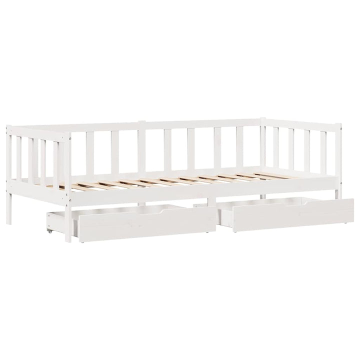 daybed med skuffer 80x200 cm massivt fyrretræ hvid