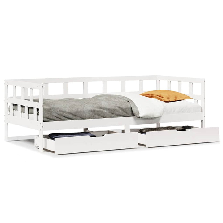 daybed med skuffer 90x200 cm massivt fyrretræ hvid