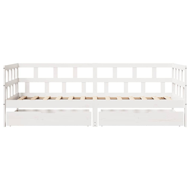 daybed med skuffer 90x200 cm massivt fyrretræ hvid