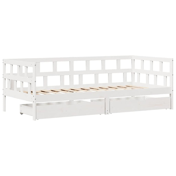 daybed med skuffer 80x200 cm massivt fyrretræ hvid