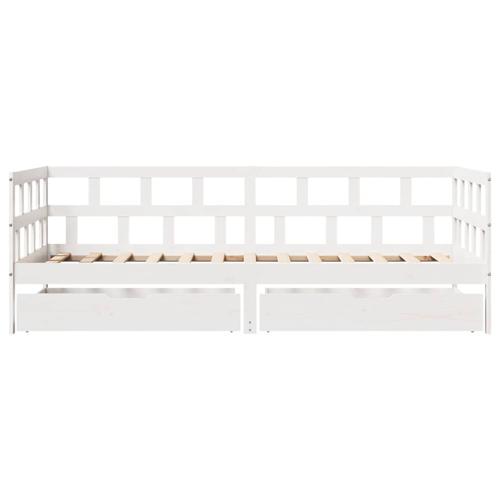 daybed med skuffer 80x200 cm massivt fyrretræ hvid
