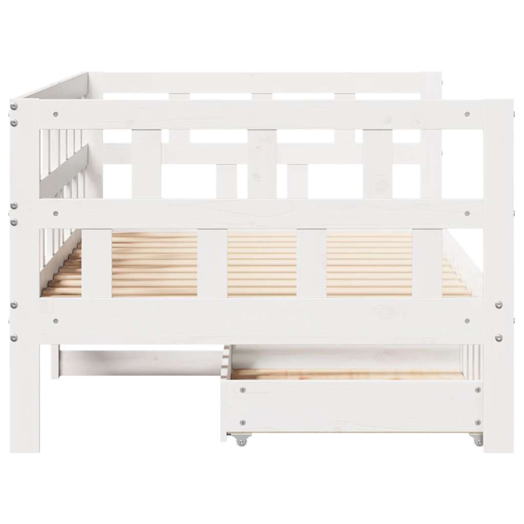 daybed med skuffer 80x200 cm massivt fyrretræ hvid