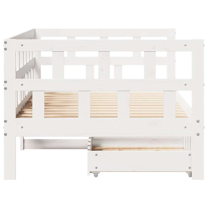 daybed med skuffer 80x200 cm massivt fyrretræ hvid