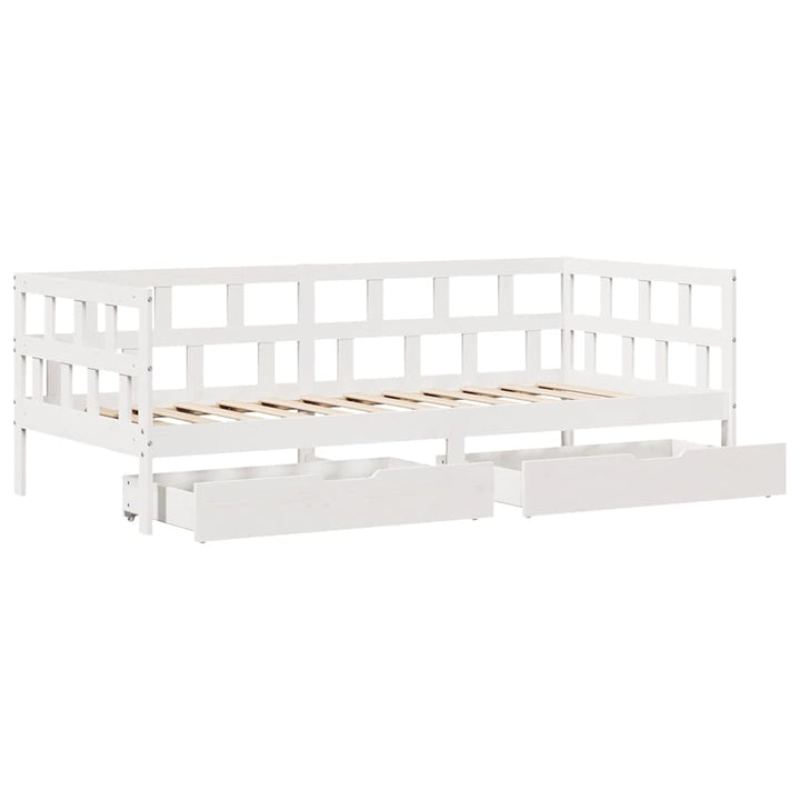 daybed med skuffer 80x200 cm massivt fyrretræ hvid