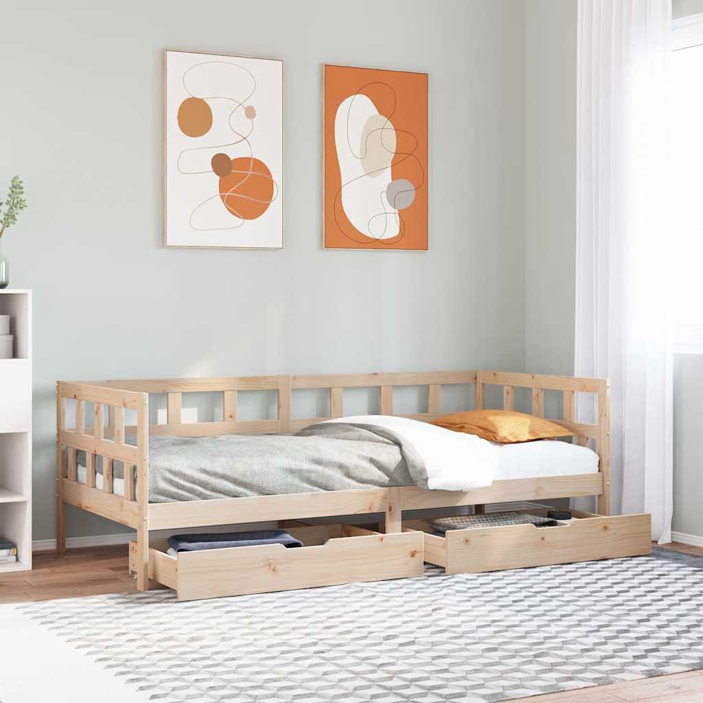 daybed med skuffer 90x190 cm massivt fyrretræ