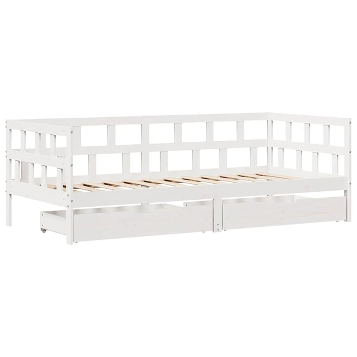 daybed med skuffer 90x190 cm massivt fyrretræ hvid