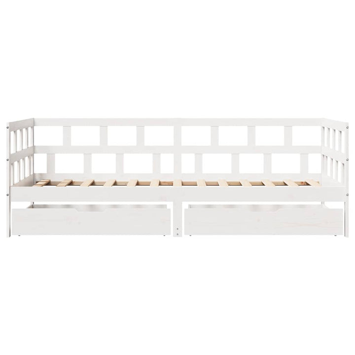 daybed med skuffer 90x190 cm massivt fyrretræ hvid
